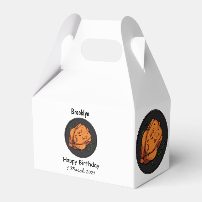 Roast chicken cartoon illustration favor boxes (Front Side)