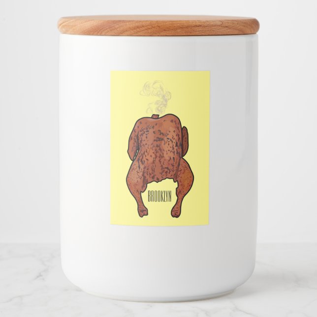 Roast chicken cartoon illustration  food label (Front)