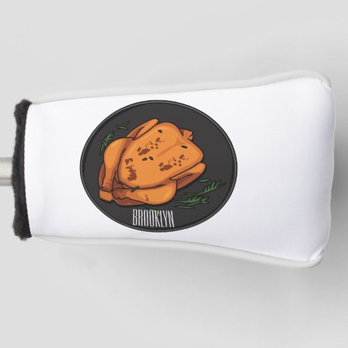 Roast chicken cartoon illustration golf head cover