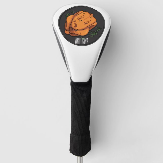 Roast chicken cartoon illustration golf head cover (Front)