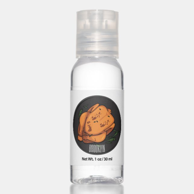 Roast chicken cartoon illustration  hand sanitizer (Front)