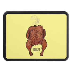 Roast chicken cartoon illustration  hitch cover
