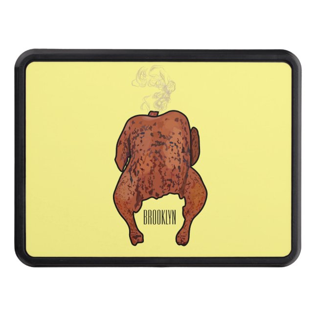 Roast chicken cartoon illustration  hitch cover (Front)