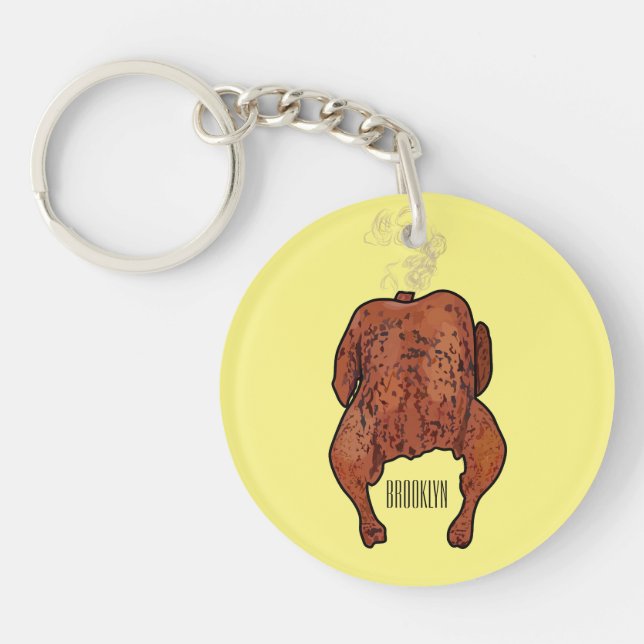 Roast chicken cartoon illustration  keychain (Front)