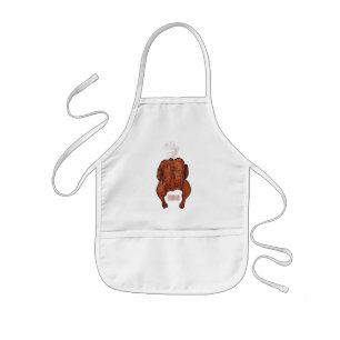 Roast chicken cartoon illustration kids' apron