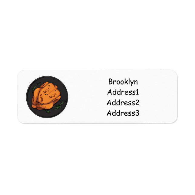 Roast chicken cartoon illustration label (Front)