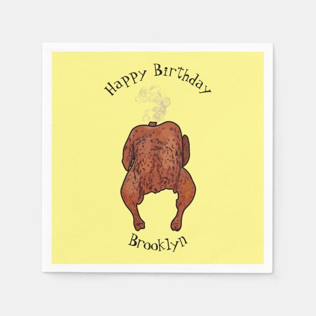 Roast chicken cartoon illustration napkins (Front)