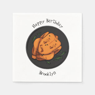 Roast chicken cartoon illustration napkins