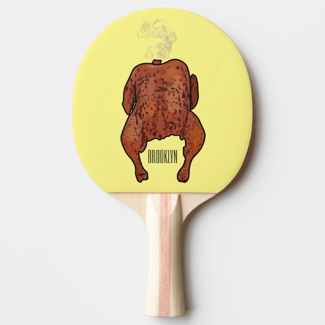 Roast chicken cartoon illustration  ping pong paddle (Front)