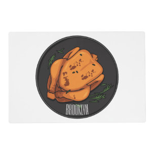 Roast chicken cartoon illustration placemat