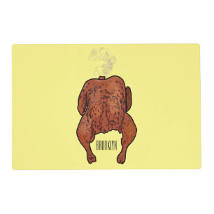 Roast chicken cartoon illustration placemat