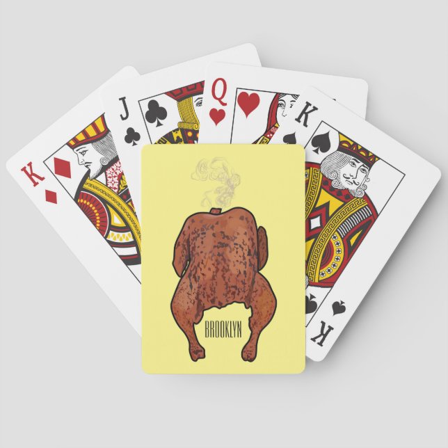 Roast chicken cartoon illustration  poker cards (Back)