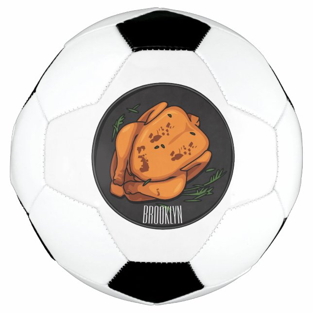 Roast chicken cartoon illustration soccer ball (Front)