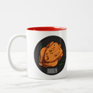 Roast chicken cartoon illustration Two-Tone coffee mug