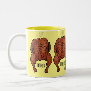 Roast chicken cartoon illustration Two-Tone coffee mug