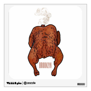 Roast chicken cartoon illustration wall decal
