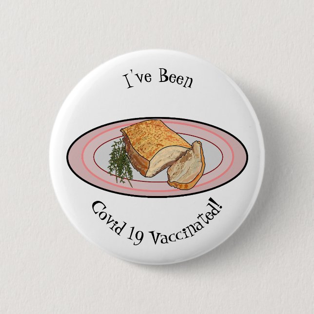 Roast pork belly cartoon illustration button (Front)