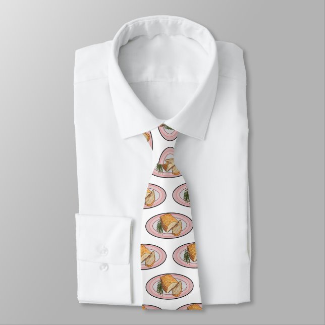 Roast pork belly cartoon illustration  neck tie (Tied)