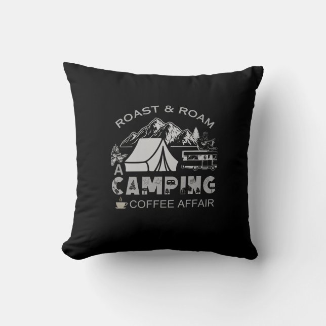 Roast & Roam-A Camping Coffee Affair Design Throw Pillow (Front)