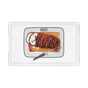 Roast turkey breast cartoon illustration acrylic tray