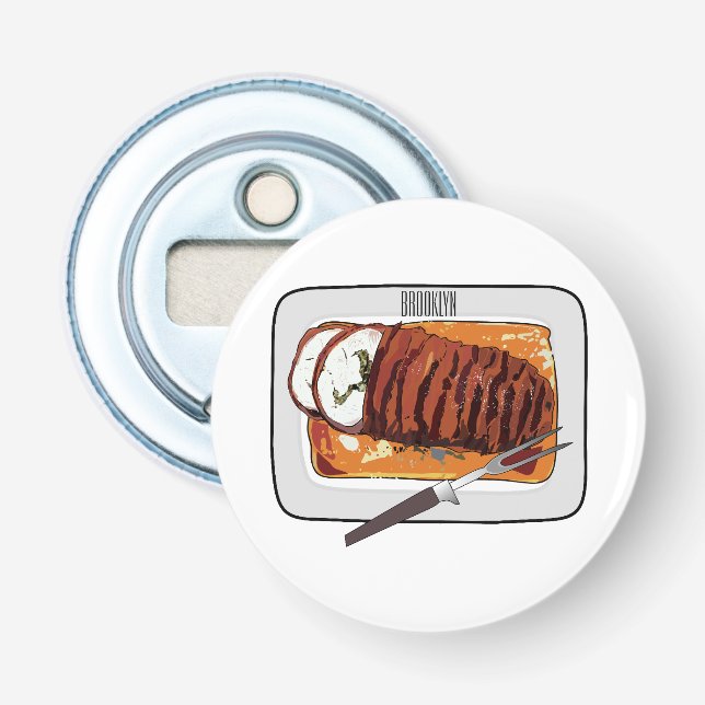 Roast turkey breast cartoon illustration  bottle opener (Front)