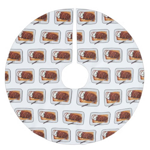 Roast turkey breast cartoon illustration brushed polyester tree skirt