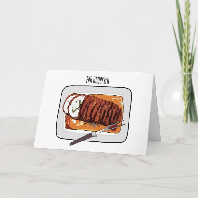 Roast turkey breast cartoon illustration  card (Front)
