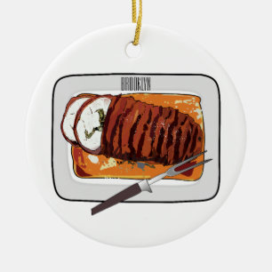 Roast turkey breast cartoon illustration  ceramic ornament