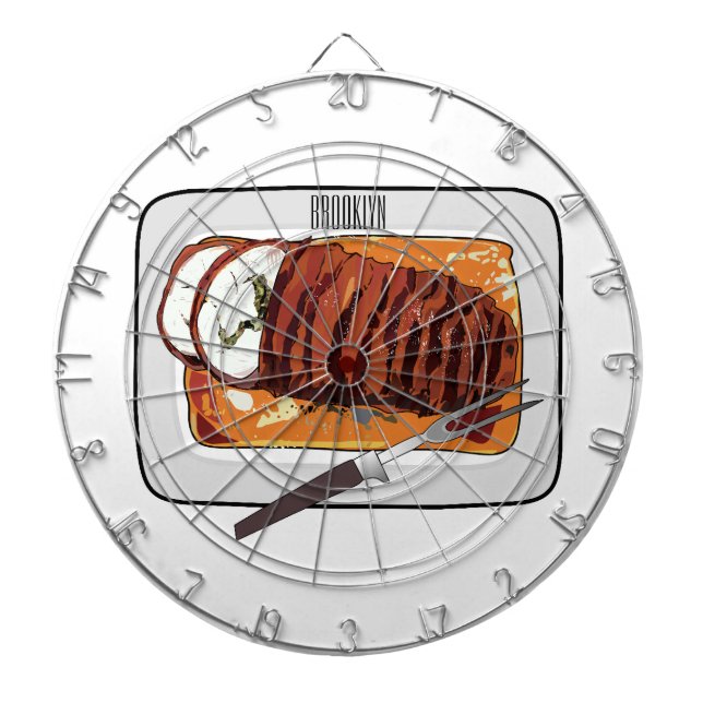 Roast turkey breast cartoon illustration dart board (Front)
