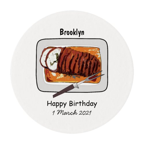 Roast turkey breast cartoon illustration edible frosting rounds