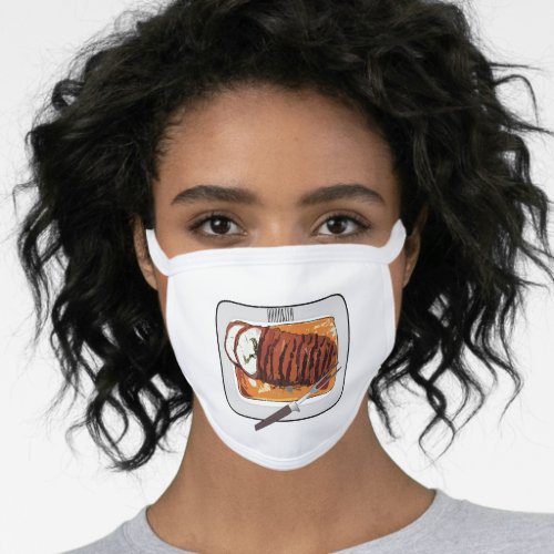 Roast turkey breast cartoon illustration face mask