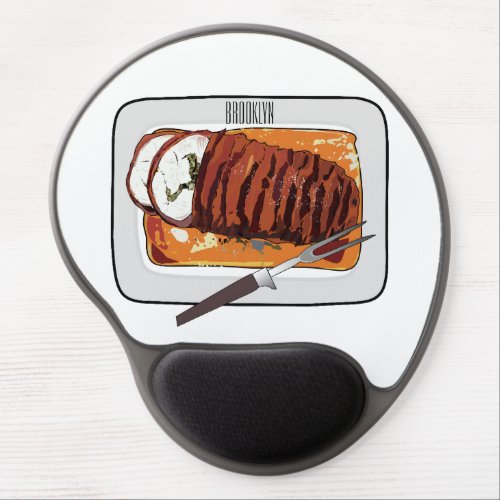 Roast turkey breast cartoon illustration gel mouse pad