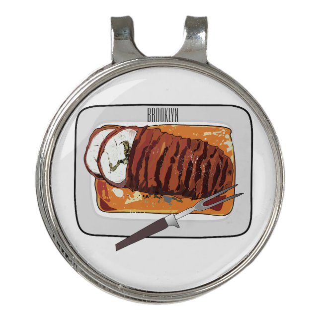 Roast turkey breast cartoon illustration  golf hat clip (Front)