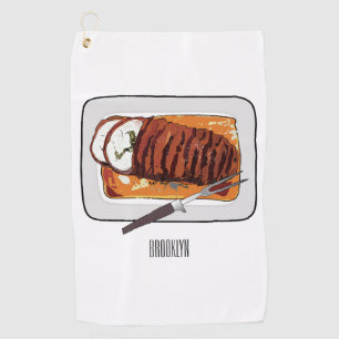 Roast turkey breast cartoon illustration golf towel