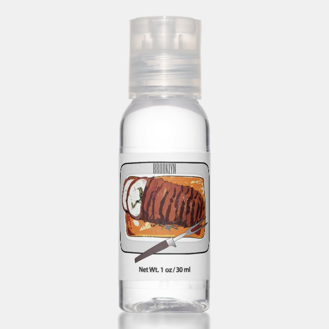 Roast turkey breast cartoon illustration hand sanitizer (Front)