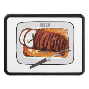 Roast turkey breast cartoon illustration hitch cover