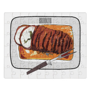 Roast turkey breast cartoon illustration jigsaw puzzle