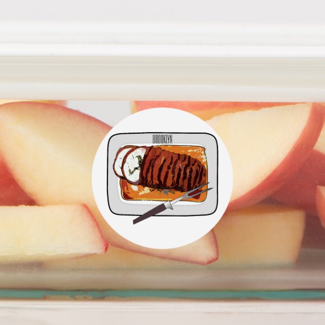 Roast turkey breast cartoon illustration labels (Affixed)