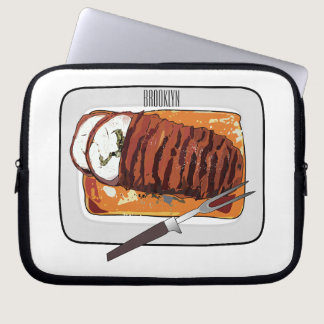 Roast turkey breast cartoon illustration laptop sleeve