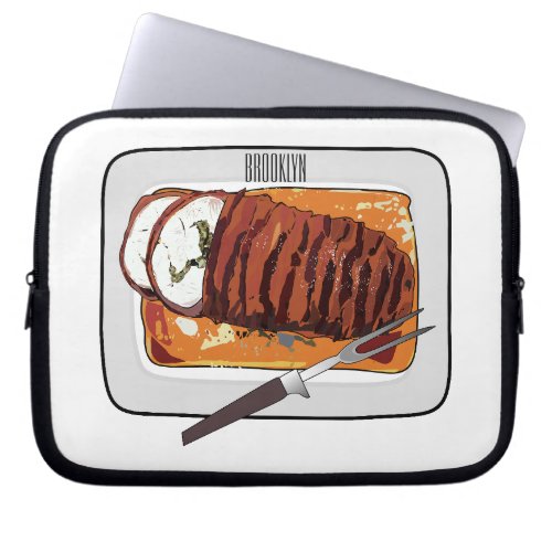 Roast turkey breast cartoon illustration laptop sleeve