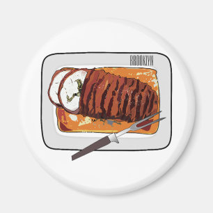 Roast turkey breast cartoon illustration  magnet
