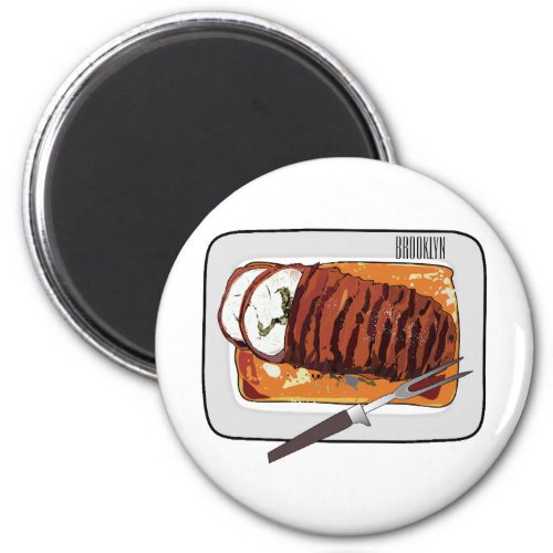 Roast turkey breast cartoon illustration  magnet