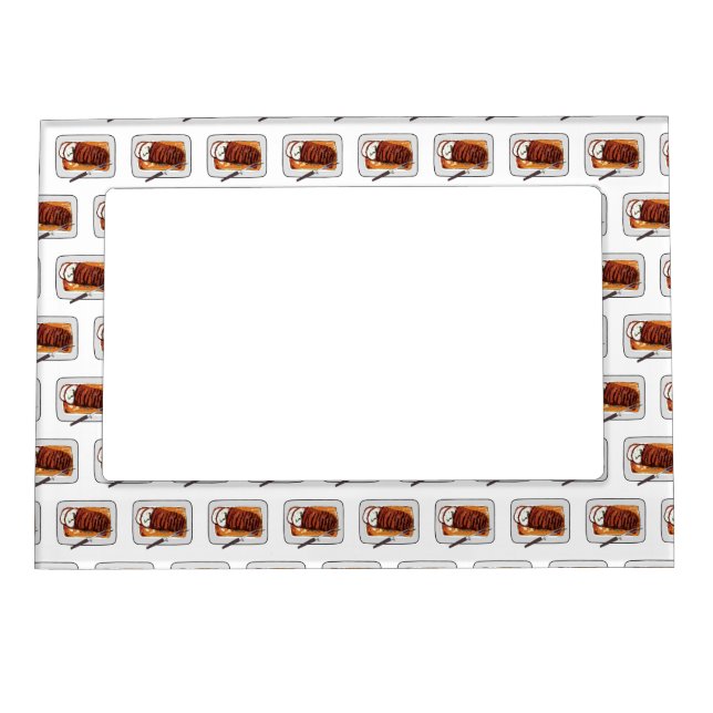 Roast turkey breast cartoon illustration magnetic frame (Front)