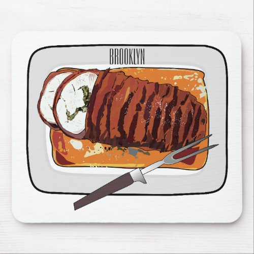 Roast turkey breast cartoon illustration mouse pad