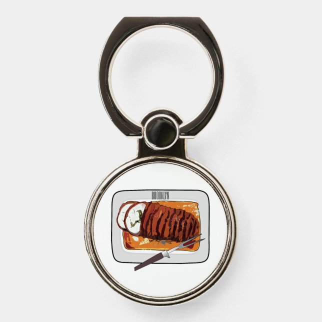 Roast turkey breast cartoon illustration phone ring stand (Front)