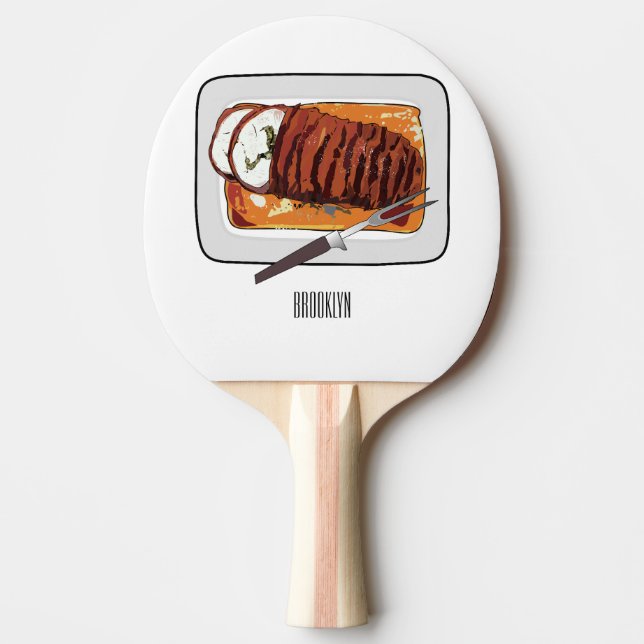 Roast turkey breast cartoon illustration ping pong paddle (Front)
