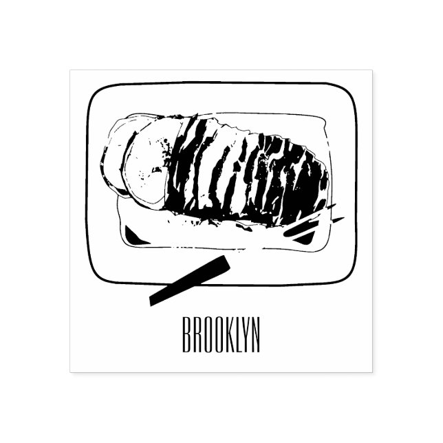 Roast turkey breast cartoon illustration rubber stamp (Imprint)