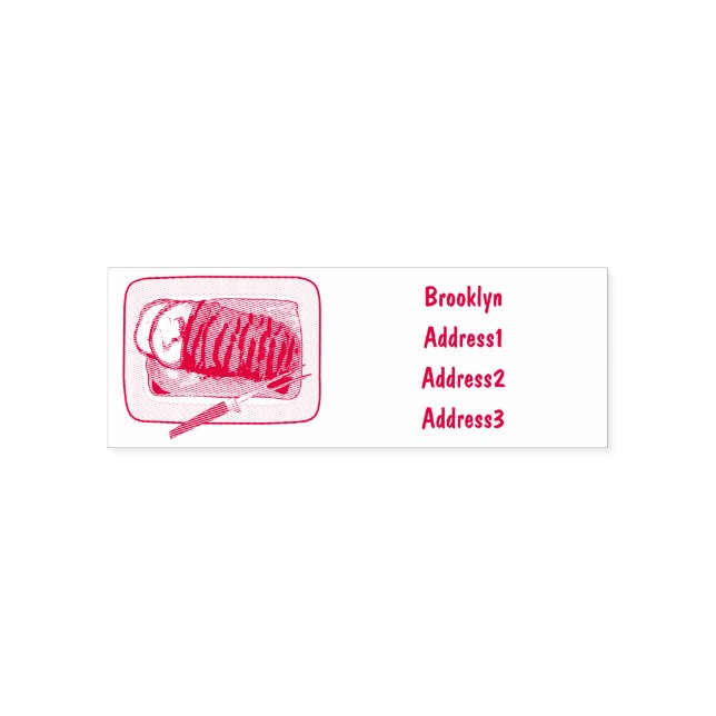 Roast turkey breast cartoon illustration self-inking stamp (Design)