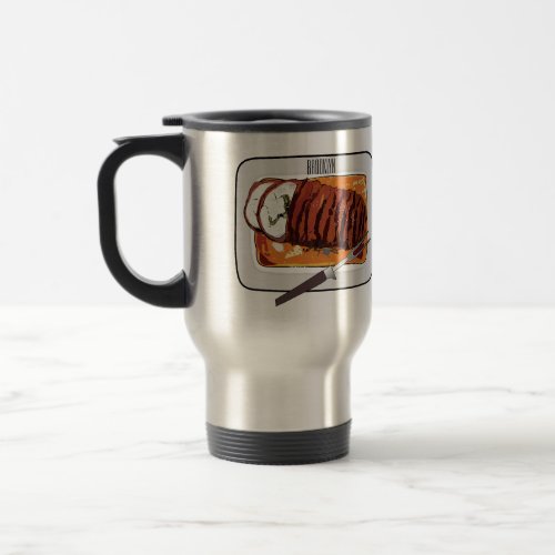 Roast turkey breast cartoon illustration  travel mug