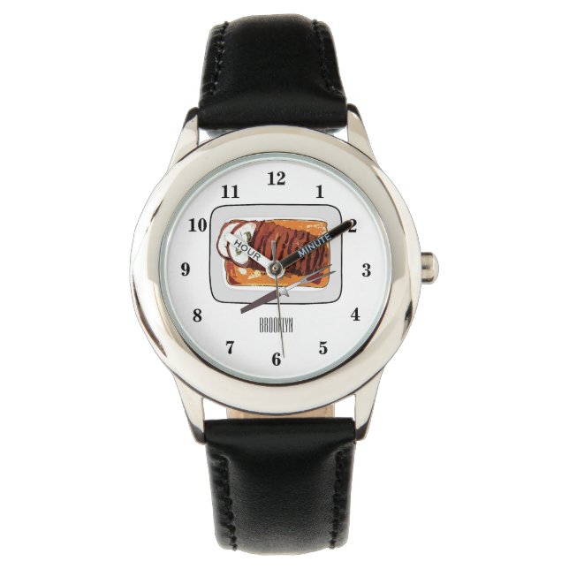 Roast turkey breast cartoon illustration watch (Front)